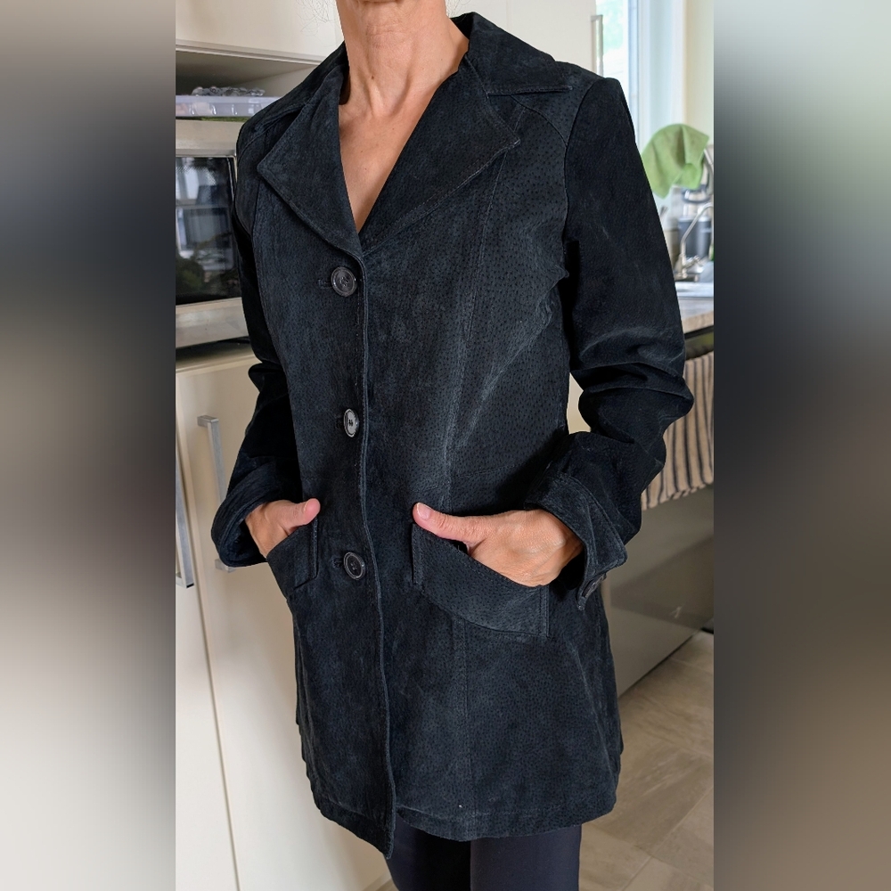 HG Collection Black Suede Coat